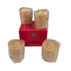 AVON GINGERBREAD VOTIVE 2" CANDLES – SET OF 4 – NEW IN BOX – VINTAGE 2000